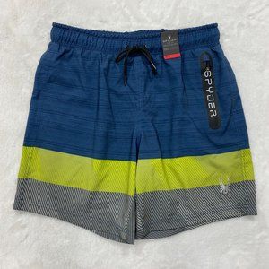 SPYDER Blue Green Swim Shorts Mens Size XL Quick Dry UPF 30+ Boxer Line…